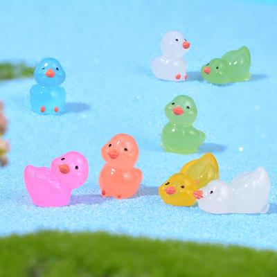 30 шт. Украшения для мини-ландшафта Светящиеся утки, Мультяшные 3D-утки, Миниатюрные декоративные аксессуары, Резиновые поделки, Украшения