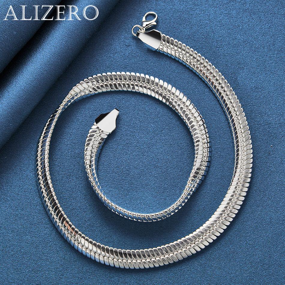 ALIZERO Ожерелье из стерлингового серебра 925 пробы 8 мм Змеиная кость Цепочка Ожерелья Для Мужчин Женщин Мода Вечеринка Трендовый Хип-Хоп Шарм Ювелирные изделия
