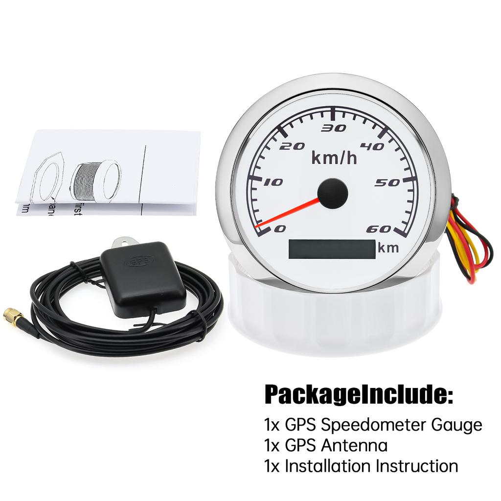 Универсальный 85 мм GPS-спидометр, цифровой датчик 30, 60, 120, 200 км/ч, одометр для морской лодки, автомобиля, квадроцикла с GPS-антенной, красный