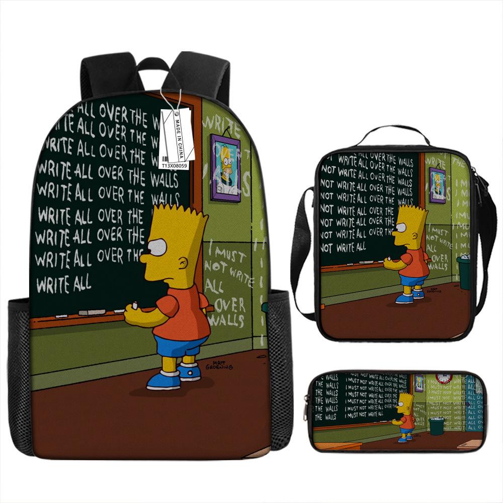 The Simpsons Kids Backpack Set School Bag Shoulder Bag Pencil Case 3-Piece Cartoon Cute Fashion for Boys Girls Gifts
