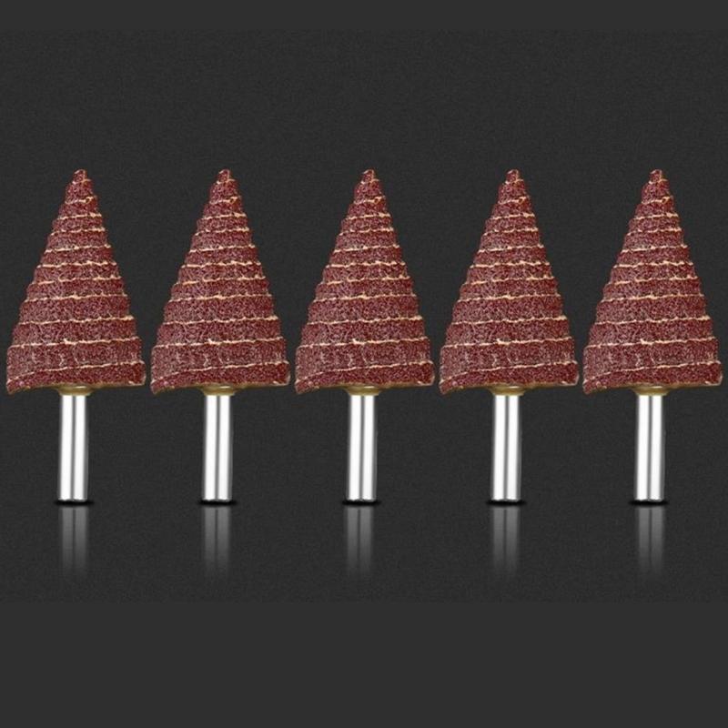 Versatile 5Pcs Cone Shape Abrasive Sandpaper Deburring Sanding Polishing Flap Wheel Grinding Head for Deep Hole Polish