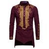 Men Mid-length T-Shirt Vintage Print Long Sleeve Muslim Shirt Man Casual Tee Fashion Tops Plus Size