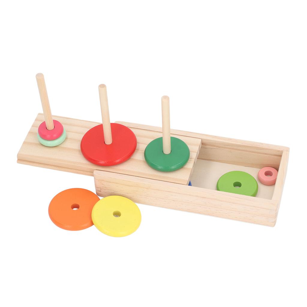 Puzzle Game Wooden Tower Educational Logical Thinking Training 10 Rings Tower Intellectual Toy