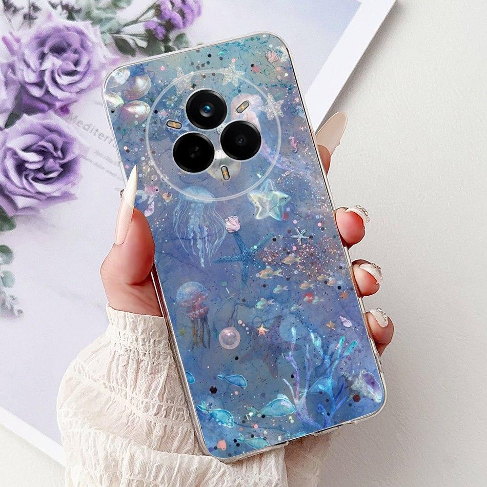 Для Realme 14 Pro 14Pro+ Элегантный чехол для телефона с цветочным принтом и кошкой Для Realme 14 Pro Plus 14Pro 5G Мягкие силиконовые ТПУ чехлы
