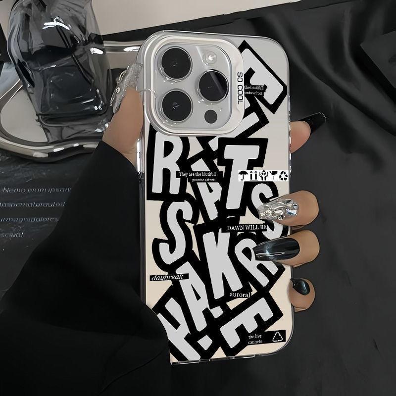 Применимо к iPhone14/15 креативный letter 11/12 Apple 13promax чехол для мобильного телефона xr/xs цвет серебристый IMD жесткий