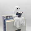 Halloween Ghosts Reading Statue Ornament Resin Crafts Home Decoration Funny Ghost Reading Statue Spooky Ghost Figurine Gift