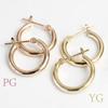 K18 Hoop Earrings X 13mm Gold Earrings Hoop Earrings K18 Pink Gold [Jewelry Excelente] 2.0mm