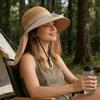 (XS, Khaki) Adults Wide Brim Sun Hat with Solar Fan UPF Protection Fisherman Hat for Hiking, Outdoor