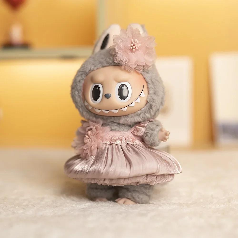 4 Colors Suspender Dress Clothing For 17cm Labubu Doll Outfit Accessories Kids Gift Dress Up Animal Doll Accessories