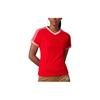 Adidas Originals Clover Logo Print V-Neck Pullover Short Sleeve T-Shirt Women Tops Red IB2057