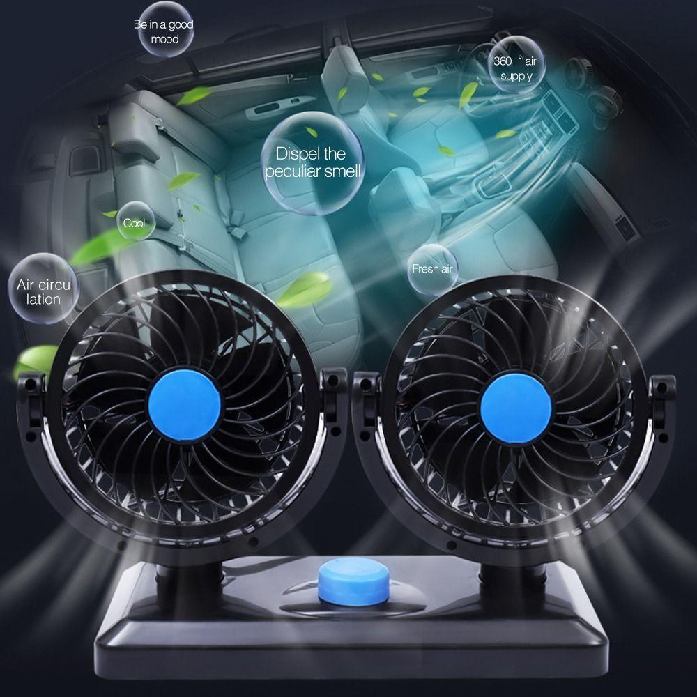 360 Degree Adjustable Car Cooling Fan Single/Dual Head Automotive Electric Fan Desktop Fan  Summer