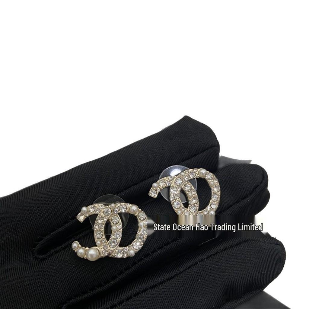 Высококачественные серьги-гвоздики Seiko с жемчугом и бриллиантами C-образной формы для женщин