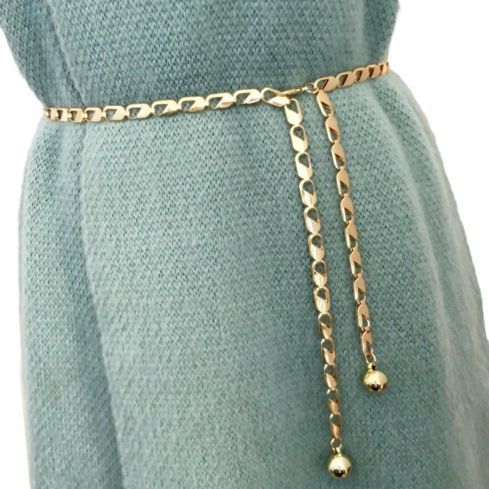 Metal Waist Chain Gold Sliver Color Belt Decoration Versatile Thin Belt Waistband Dress Skirt