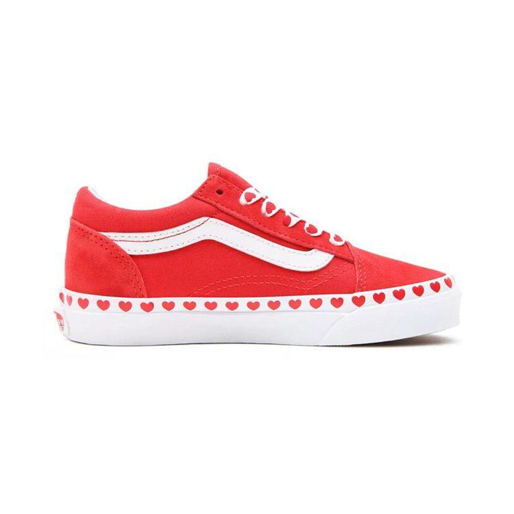 Vans Old Skool Canvas Low top Kids' Skateboarding Shoes White Red Children Aged 3 7 Years Old VN0A4BUU30V