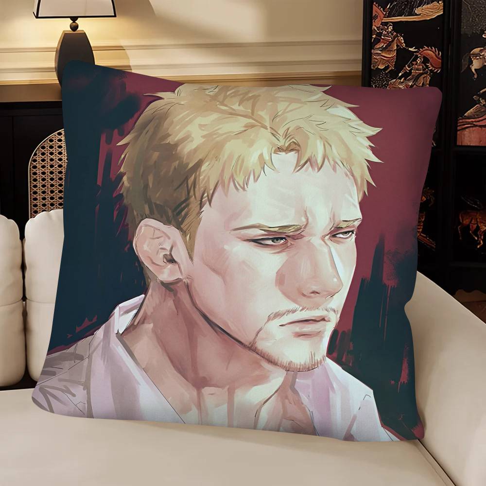 Anime RReiner Braun Pillow Case Fashion Square Pillowcase Bedroom Sofa Room Ins Decoration Leisure
