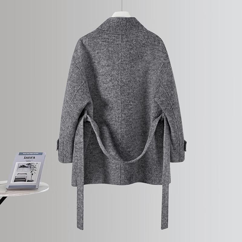 Women's Merino Wool Blend Double-Sided Stand-Up Collar Oversized Coat