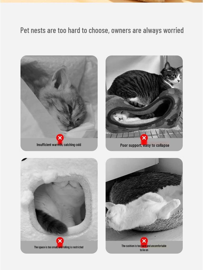 Cozy Autumn/Winter Pet Nest: Warm, Thick, Semi-Enclosed for Cats & Large Dogs