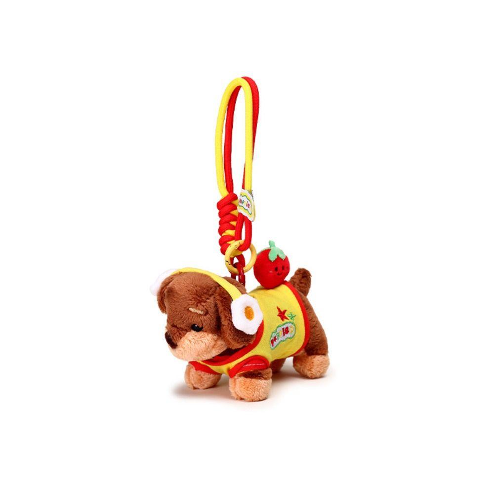 Fluffy Dachshund Plush Dog Keychain Soft Jewelry Puppy Car Key Ring Collection Girl Heart Animal Puppy Dolls Keyring
