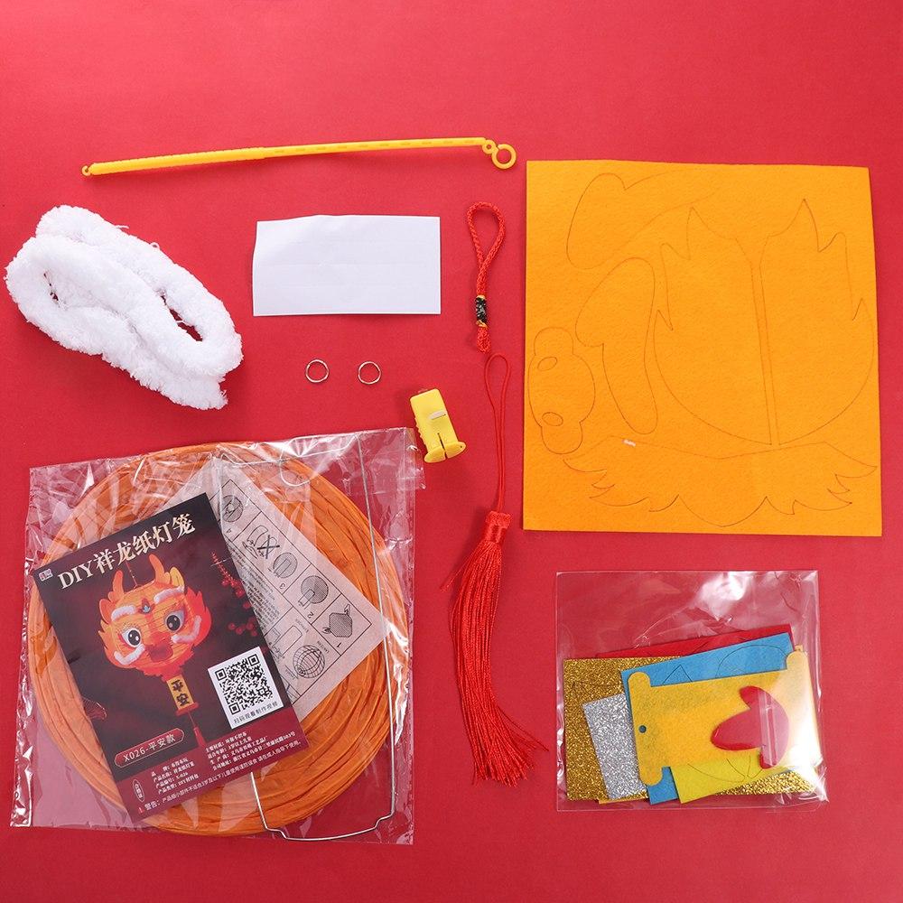 Cartoon Dragon Dragon Year Lantern DIY Materials with LED Light Handheld Lantern  Spring Festival