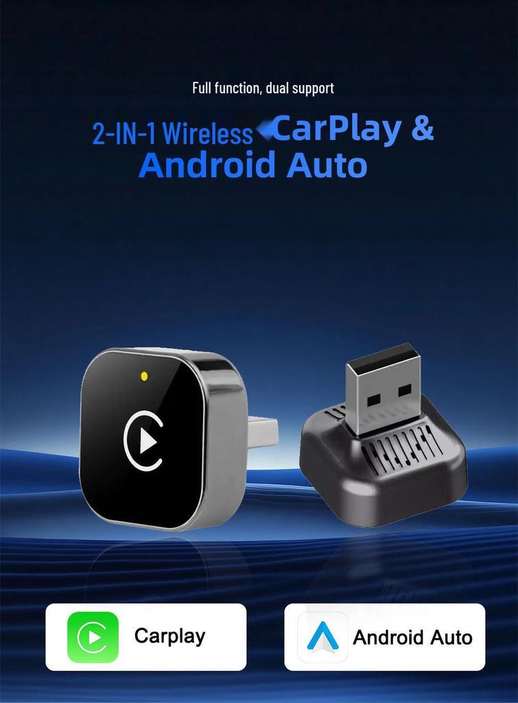 New 2-in-1 Wireless Android Auto & CarPlay Adapter Box