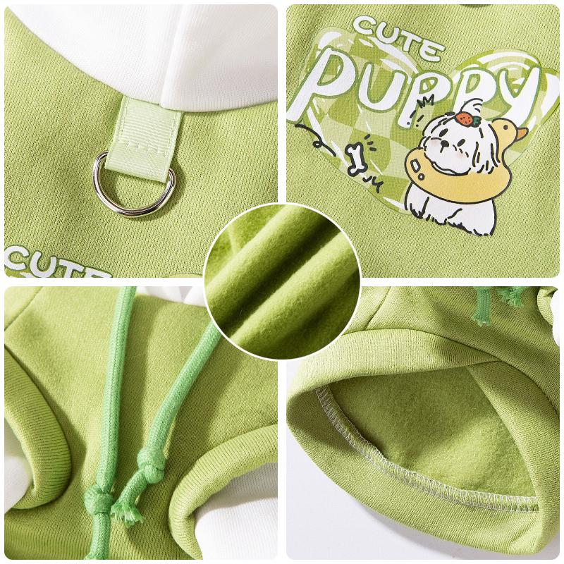 Hooded Pet Sweater Warm Thermal Cotton Two Legs Outfit Winter Dog Cat Clothes Comfortable Pet Hoodie Leash Hole Soft Pet Jacket