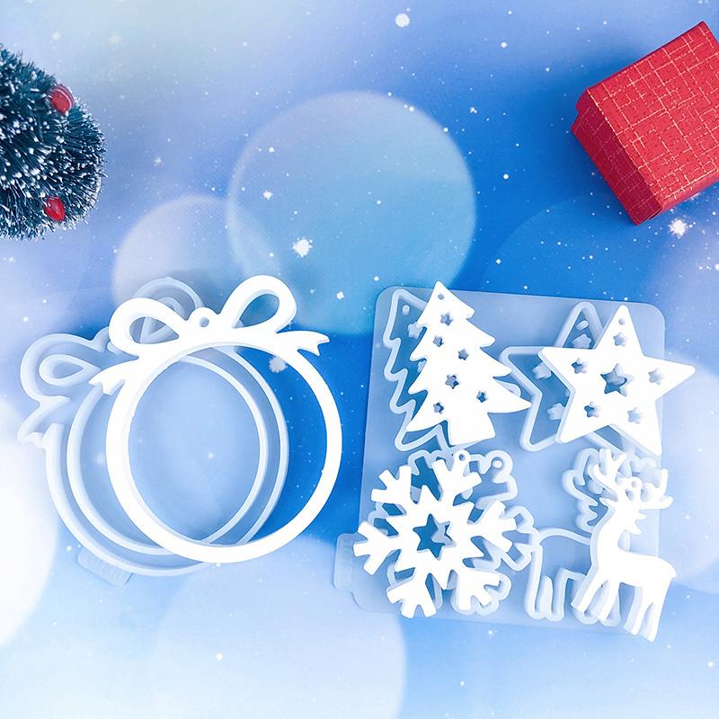 Рождественское украшение силиконовая форма для самостоятельной изготовления елочной подвески бант круг снежинка домик лося гипсовая форма подарок ручной работы