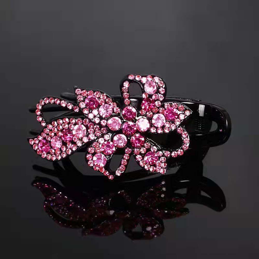 Заколка для волос в стиле ретро с цветком и кристаллами и стразами, женская заколка для волос, зажимы в виде утконоса, заколка для волос в корейском стиле