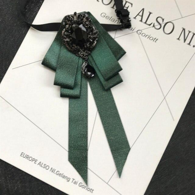 Винтажная брошь в виде галстука-бабочки из ткани с кристаллами, корейская мода, галстуки-бабочки, галстуки для женщин, белый рубашечный воротник, роскошные ювелирные аксессуары