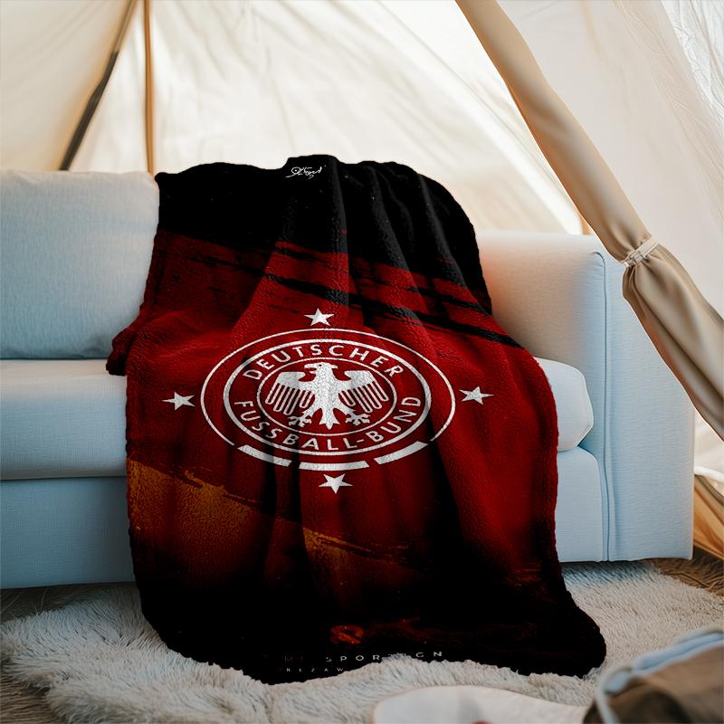 1PC German Football Emblem Printed Soft Flannel Blanket Throw for Adult Bedroom Living Room Sofa Camping Travel Fan gifts Christmas Gifts