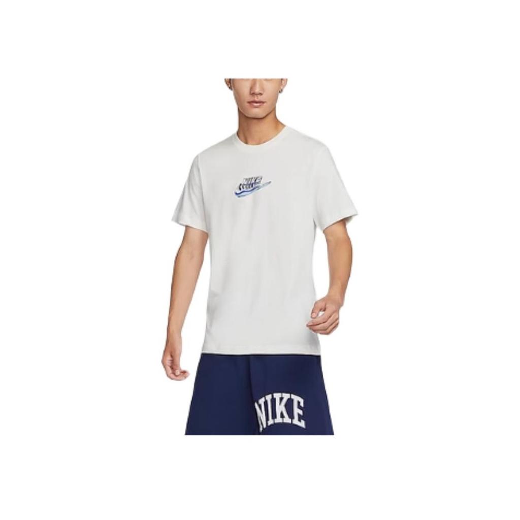 Nike Спортивная одежда с логотипом бренда и буквенным принтом, дышащая, удобная, с коротким рукавом, футболка для мужчин, парус FZ5398-133