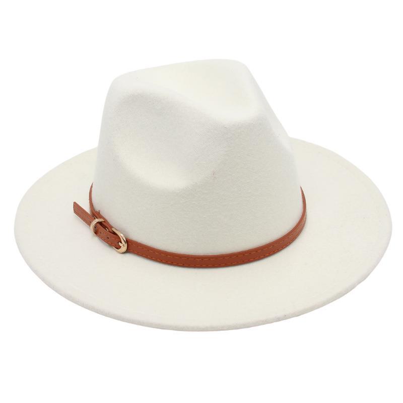 Пряжка для ремня Ностальгическая модель цилиндра Джазовая шляпа Мужская и женская Темпераментная фетровая шляпа Элегантная шерстяная шляпа