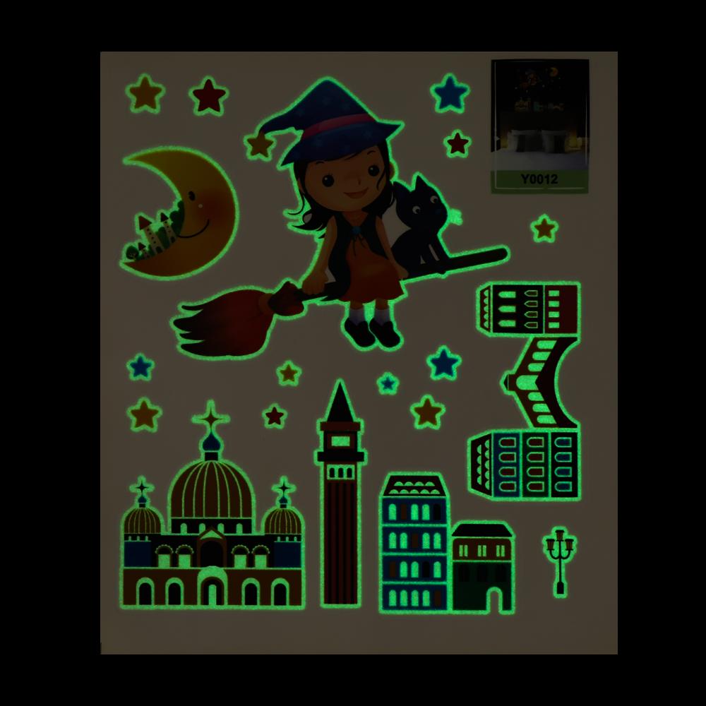 Сделай сам Виниловое украшение для дома Детская спальня Ночной свет Луна Светится в темноте Флуоресцентная наклейка Звезда Светящиеся наклейки на стену