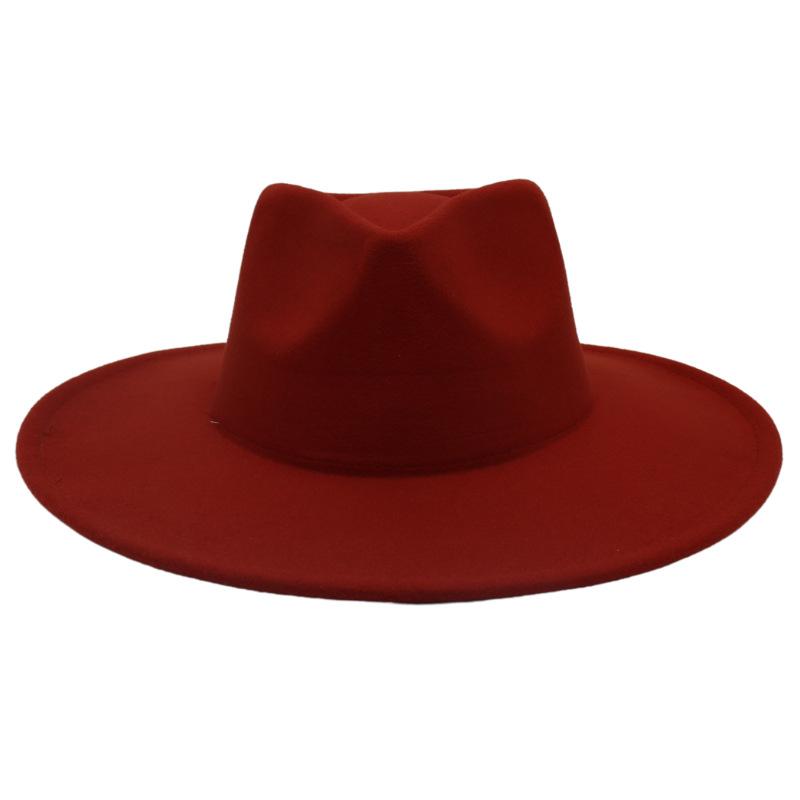 Женское пальто с цилиндром с широкими полями и шляпой, фетровая шляпа, однотонная кашемировая джазовая шляпа