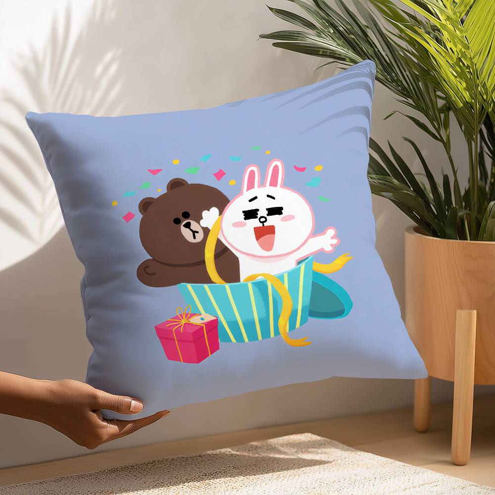 B-Brown И C-CONY Наволочка Плюшевая Ткань Мягкая Наволочка Двусторонняя Печать Чехол для Подушки Бытовые Подарки