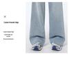 Spring 2025 Women's High Waist Retro Blue Wide-Leg Jeans - Floor-Length, Slimming, Loose Fit.