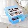 Blue Color Nail Art Storage Box With Handle Buckle Craft Storage Case  For Baking Supplies