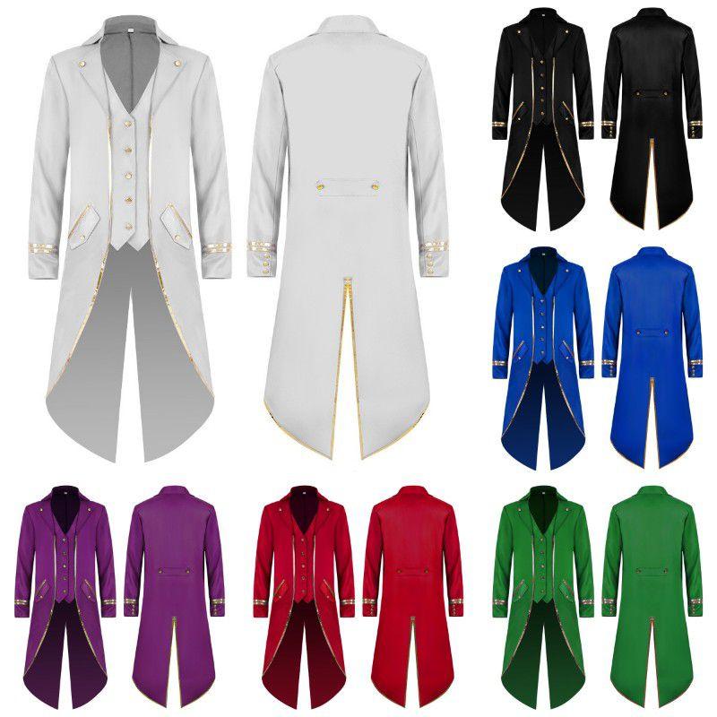 Элегантный стимпанк длинный сюртук смокинг для Хэллоуина