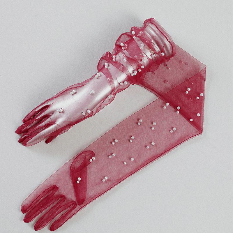 Белые свадебные перчатки Сетчатые перчатки Длинные перчатки Белые перчатки из пряжи Свадебные перчатки