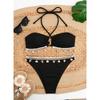 Sexy Bikini Shell Pendant Neck Strap Pure Color Swimming Suit Women's Bikini New Style Female Swimwear
