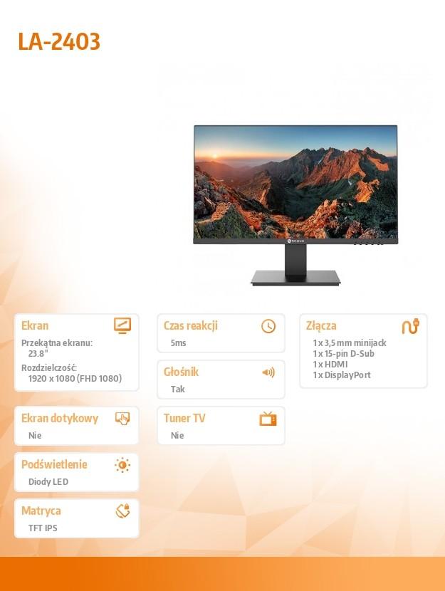 Монитор 23,8 дюйма LA-2403 IPS FHD 100 Гц HDMI DP VGA