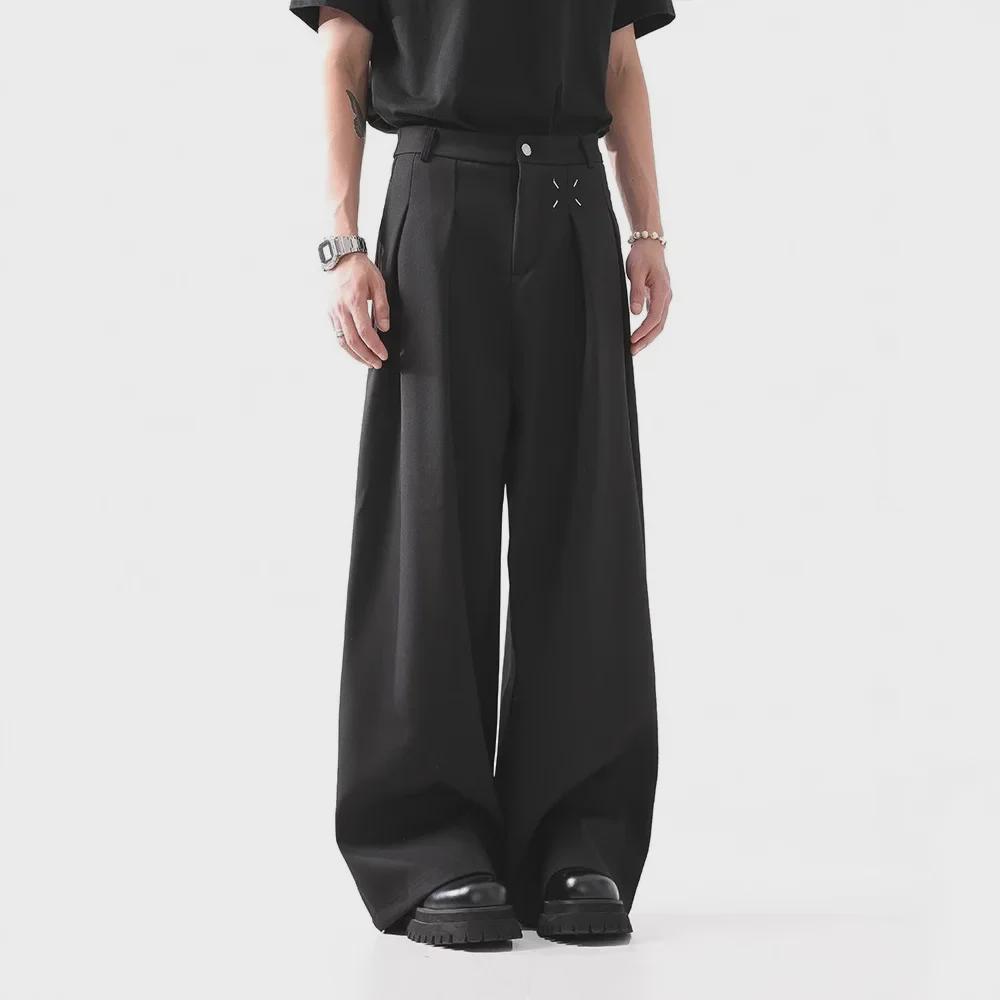 Мужские широкие черные брюки - Cleanfit, повседневные, профессиональные - коллекция весна/осень