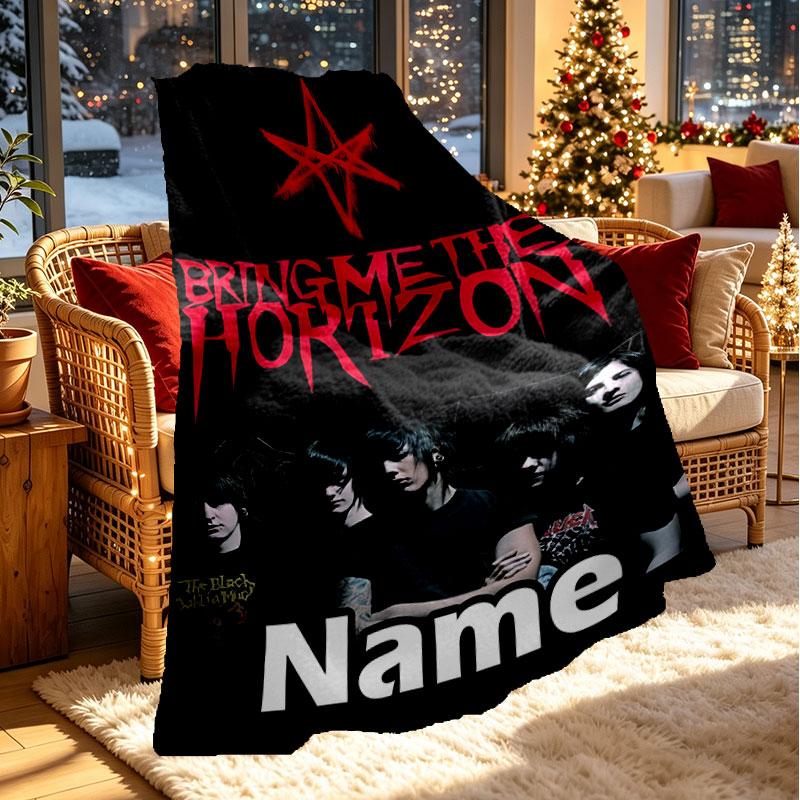 Custom Name Personalized Bring Me the Horizon Print Blanket, Home Decor, Bedroom, Sofa, Camping, Couch, Gifts for Birthday Christmas