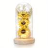 Sunflower Gifts for Women, Artificial Sunflowers In Glass Dome with LED Strip, Sunflower Decor On Mother's Day, Valentine's Day, Christmas