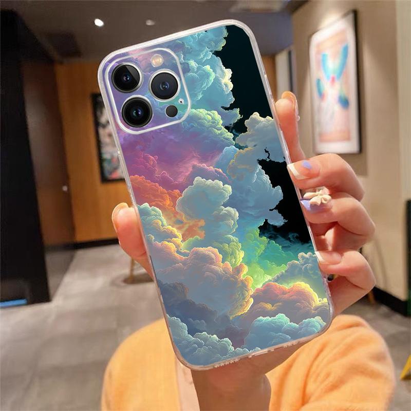 Чехол для телефона Облачная Луна Звездная Ночь Carcasa Funda Для iPhone 17 Pro Max Air 16 15 14 13 Pro Max 15 16 Pro 15Plus Чехол