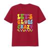 Унисекс Let's Glow Crazy Disco Футболка Неоновая В Темноте Вечеринка Со Светящимися Буквами Укороченный Топ Круглый Вырез Машинная Стирка Винтажный