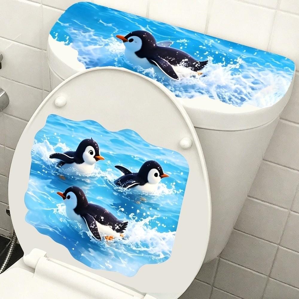 Removable Penguin Sticker Self-Adhesive Bathroom Decal Toilet Sticker  Kitchen Refrigerator Door