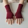 Solid Color Half Finger Mitten Knitted Fingerless Gloves New Knitted Gloves  Autumn and Winter
