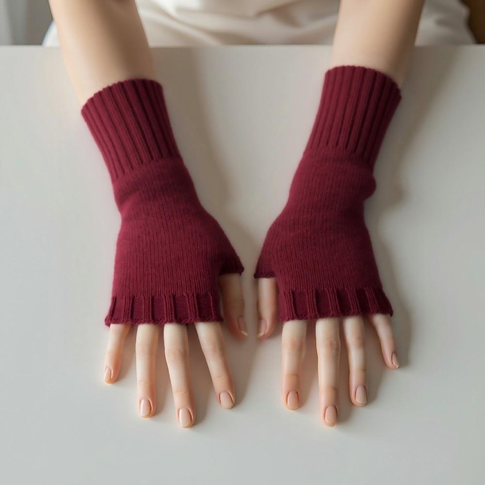 Solid Color Half Finger Mitten Knitted Fingerless Gloves New Knitted Gloves Autumn and Winter