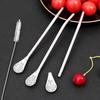 Dual-Purpose Metal Straw Spoon: Stainless Steel Filter & Stirrer for Milk Tea