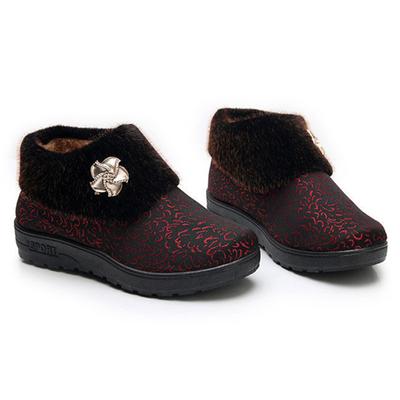 Женские зимние сапоги для снега для женщин среднего и пожилого возраста, с плюшевой подкладкой, теплые, утолщенные, нескользящие ботильоны